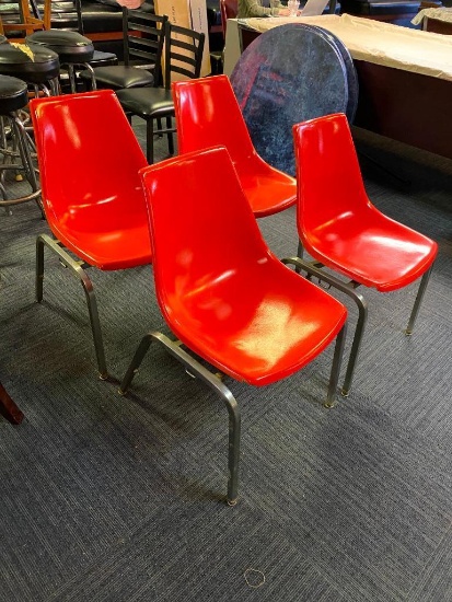 (4) Krueger Molded Plastic Mid-Century Modern Stacking Chairs