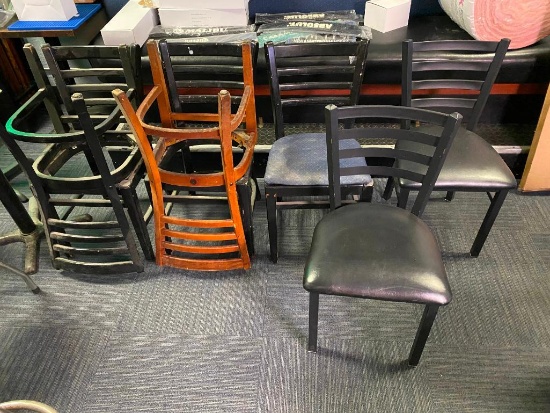 Misc. Ladder Back Chairs 4 w/o Cushions, 3 w/ Cushions
