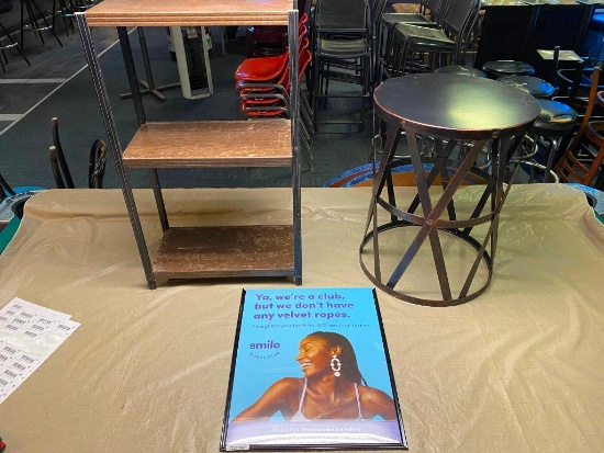 Metal Book Shelf, Copper Side Table, Smile Direct Ad.