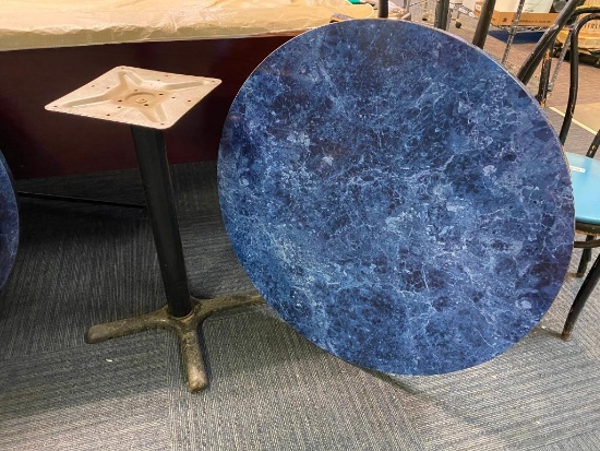 36 in. Diameter x 30 in. Single Pedestal Cocktail Table w/ Blue Laminate Top