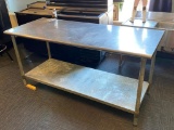 Stainless Steel Prep Table with Under Shelf w/ Edlund Commercial Can Opener 72x30x35in