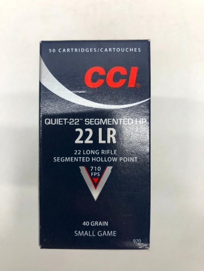 Lot Of 5 Boxes CCI Quiet 22" Segmented 22 LR Hollow Point 40 Grain Ammo - 250 Rounds