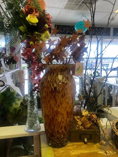 Artificial Plants and Floral Arrangements, Vases, Metal Stars, See Images