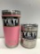Lot of 2 Yeti Limited Edition Pink 20 oz Tumbler and Yeti Stainless 10 oz Lowball