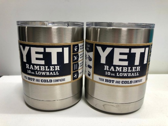 Lot of 2 Yeti 10oz Lowball Ramblers With Lids