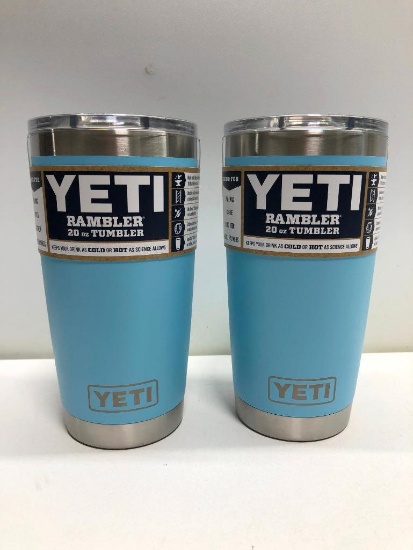 Lot of 2 Sky Blue 20 oz Tumblers With Mag Slide Lids