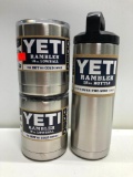 Lot of 3 2 10 oz Stainless Steel Lowballs With Lids Yeti 18oz Stainless Steel Bottle