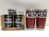 Lot Of 5- Two Pack Navy Wine Tumblers, 2 10 oz Wine Tumblers Lids, 2 Brick Red 20 0z Tumblers