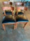 Lot of 4 Wooden Restaurant Chairs with Padded Vinyl Seat Custions - Sold 4x$