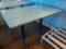 Restaurant Table, Laminate Top, 2 Steel Pedestal Bases, 48in x 30in x 30in