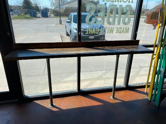 High Top Wood Counter for Customer Seating, 90in Wide, 42in High