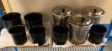 Lot of 9 Salad Bar Containers and Soup Insert Steam Pans w/ Lids