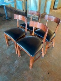 Lot of 4 Wooden Restaurant Chairs with Padded Vinyl Seat Custions - Sold 4x$