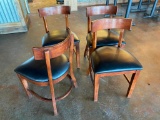 Lot of 4 Wooden Restaurant Chairs with Padded Vinyl Seat Custions - Sold 4x$
