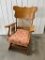Old Oak Stick and Ball Rocking Chair w/ Cast Iron Hardware, Very Nice