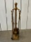 Antique Brass Fireplace Tool Set, Very Heavy Brass