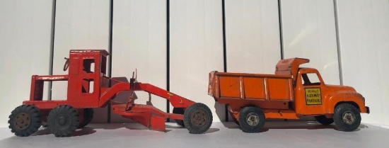 Buddy L Highway Maintenance Pressed Steel Truck and Grader