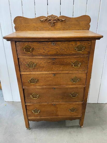 Antique Oak 5 Drawer Dresser