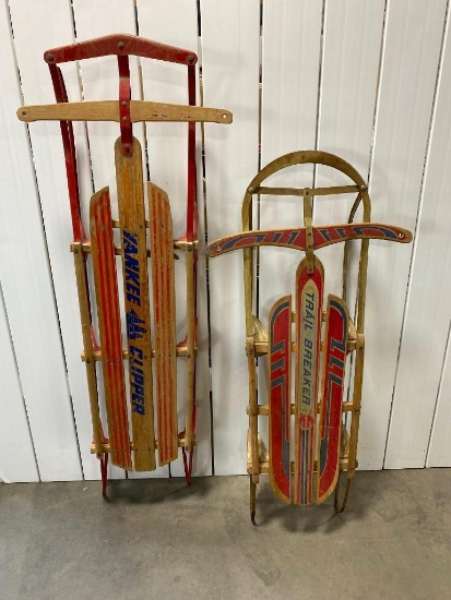 Two Vintage Sleds, Trail Breaker, Yankee Clipper