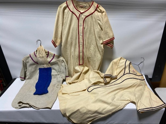 Three Early Adult Baseball Uniforms, Wool, Pants, Shirts
