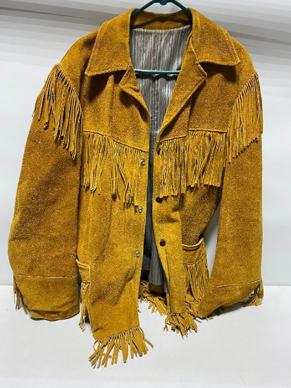 Early 1960's Era Fringed Leather Jacket, Men's Size 44, Made by JO O KAY Fashions in Leather
