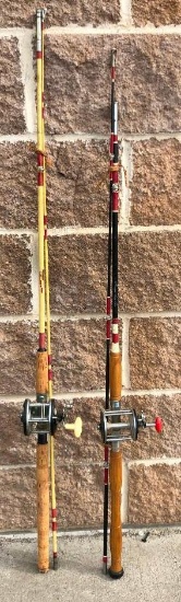 Lot of 2 Vintage Fishing Poles, Rod and Reel Combos