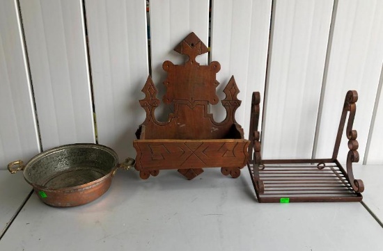Copper Pot and Wall Mounted Shelves