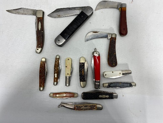 Lot of 13 Vintage Pocket Knives, Case XX, Barlow, Camillus, Jumbo, Dunlap, Others