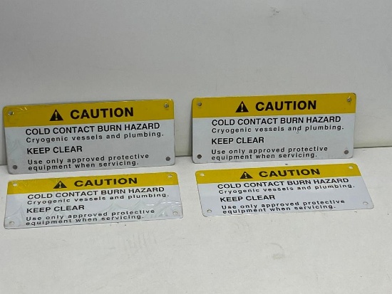 Lot of 4 NOS Caution Burn Hazard Signs
