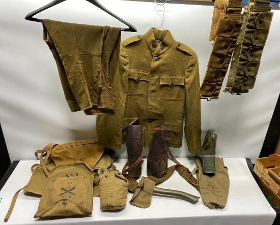 Militaria WWI & WWII Memorabilia:WWI Ammo Belts, Wood Uniform (Brecches & Tunic), Pistol Belt, Cont.