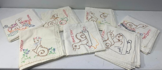 Hand Stitched Tea Towels, Chores of the Week