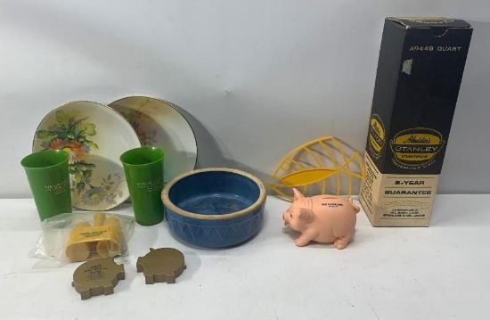 Aladdin's Stanley Thermos w/ Box, Stoneware Bowl, Misc. Antiques