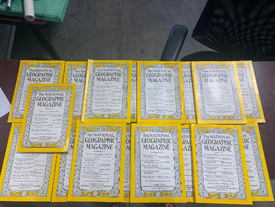 Lot of 17 Early 1950's National Geographic Magazines w/ Great Coca-Cola & Other Ads