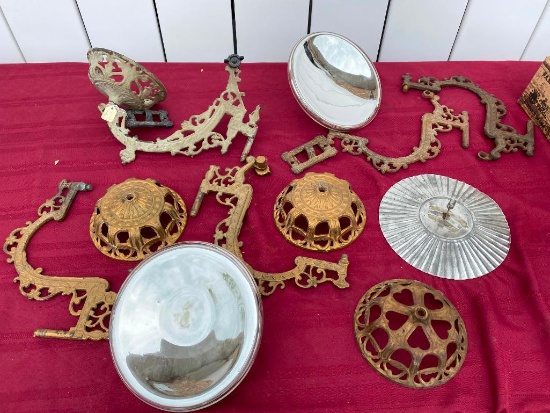 Old Cast Iron Bracket Lamp Parts