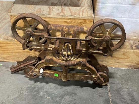 Large Old Cast Iron Hay Trolley