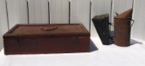 Wooden Tote Box w/ Hinged Lid and Old Fogger
