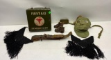 Old Militaia: Cold Weather Mask, WWII Bandage, First Aid Box, Old Rifle Sling, Baby Booties