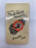 1898 Fred Krug Brewing Omaha Memo Pad and Calendar, Celluloid Type Cover