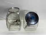 Lot of 2 Glass Candy Store Candy Jars w/ Scoops