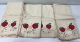 Vintage Hand Stitched Tea Towels, Tomatoes