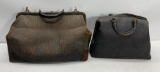 Lot of 2 Leather Doctors Bags, One w/ Dental Related Items