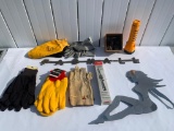 Work Gloves, Farmall Chrome, Die Cut Pin-Up Girl Metal, Flashlight, Old Furniture Casters