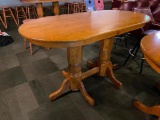 Solid Oak High Top Restaurant Table, Double Pedestal 72