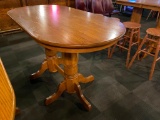 Solid Oak High Top Restaurant Table, Double Pedestal 72