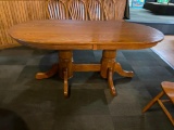 Solid Oak Restaurant Table Double Pedestal 72