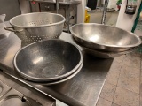 Lot of 6; (5) Stainless Steel Bowls, (1) Colander