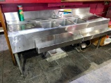 Stainless Steel 3-Compartment Under-counter Bar Sink w/ Speed Rail