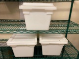 (3) Cambro Model #: 12189P 4.75 Gallon Food Containers