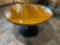 Solid Wood Top Restaurant Table Dual-Top Round/ Square Drop Leaf w/ Steel Single Pedestal Bases