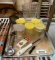 Tray of Kitchen Supply, Shakers, Spoon, Pitcher, Food Coloring